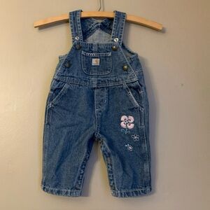 Carhartt Bib Overalls 9 Months Jean Kids Infant Denim Floral Workwear Girls